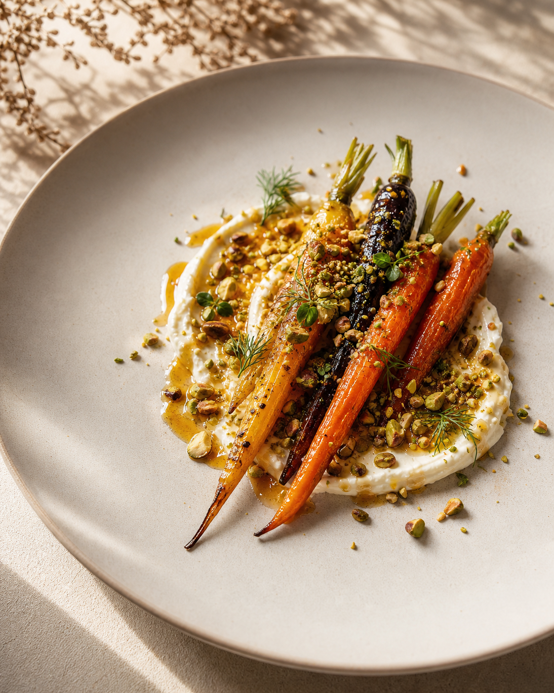 Vegetarisches Karottengericht für die Restaurant-Bildwelt