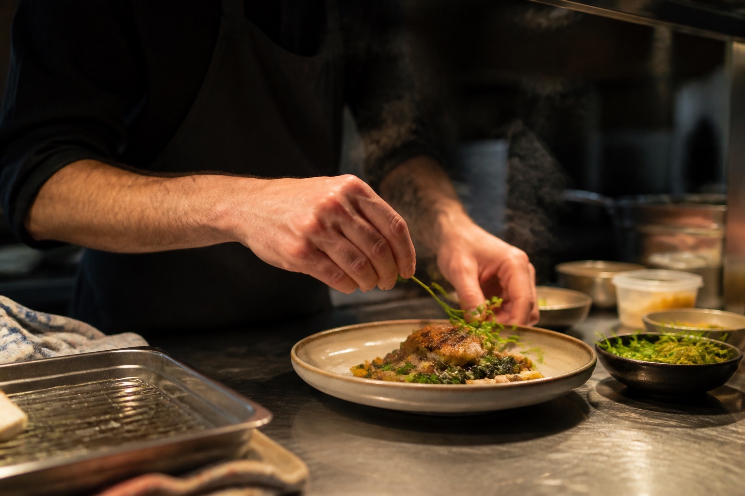 Blick in die Küche eines modernen Restaurants
